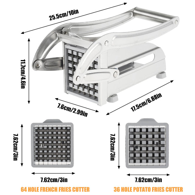 Heavy-duty stainless steel French fry cutter, commercial grade potato chip slicer tool for uniform vegetable sticks