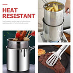 Stainless Steel Deep Fryer Pot Japanese Tempura Small Deep Frying Pan With Strainer Basket for French Fries Chicken Kitchen Pans - AABA MALL