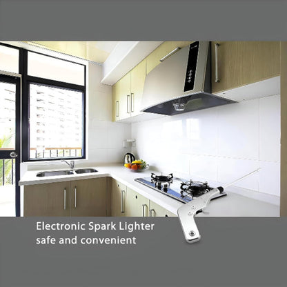 Stainless steel electronic gas lighter with long reach, gun shape igniter for kitchen stove, oven, and grill burners
