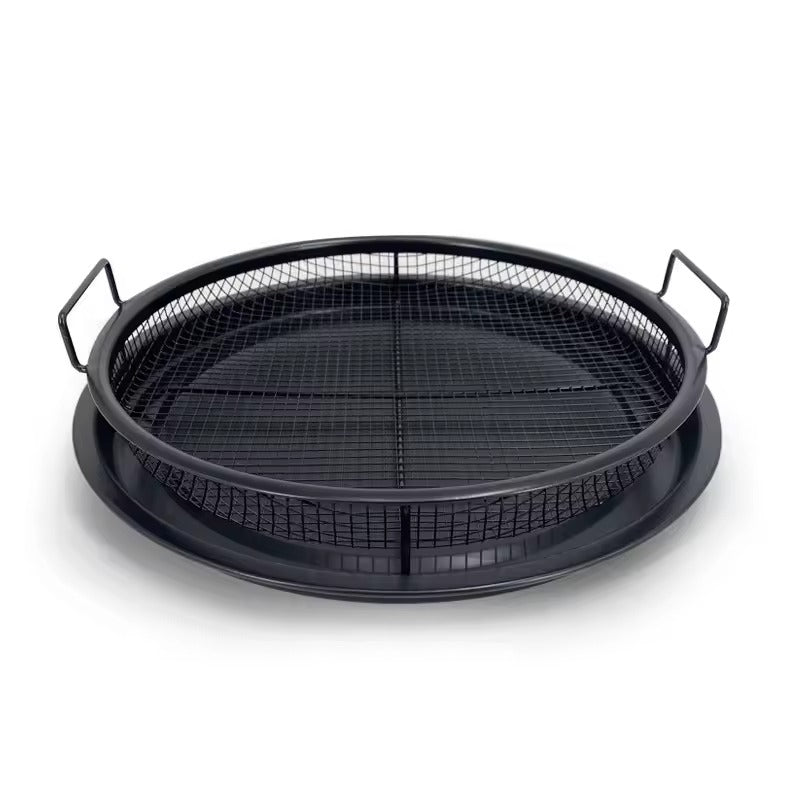 Round Shape Baking Tray Non-Stick Air Frying Roast Pan | Grill Mesh Oven Basket | Chips & BBQ Tray for Crispy Cooking | Oil-Free Healthy Baking - AABA MALL