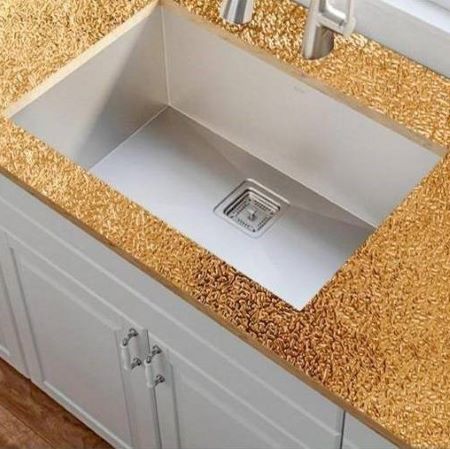 Oil Proof Golden Sticker Sheet (60cm x 200cm) for Kitchen Cabinet, Stove, Wall paper, Counter Top, Water Proof - AABA MALL