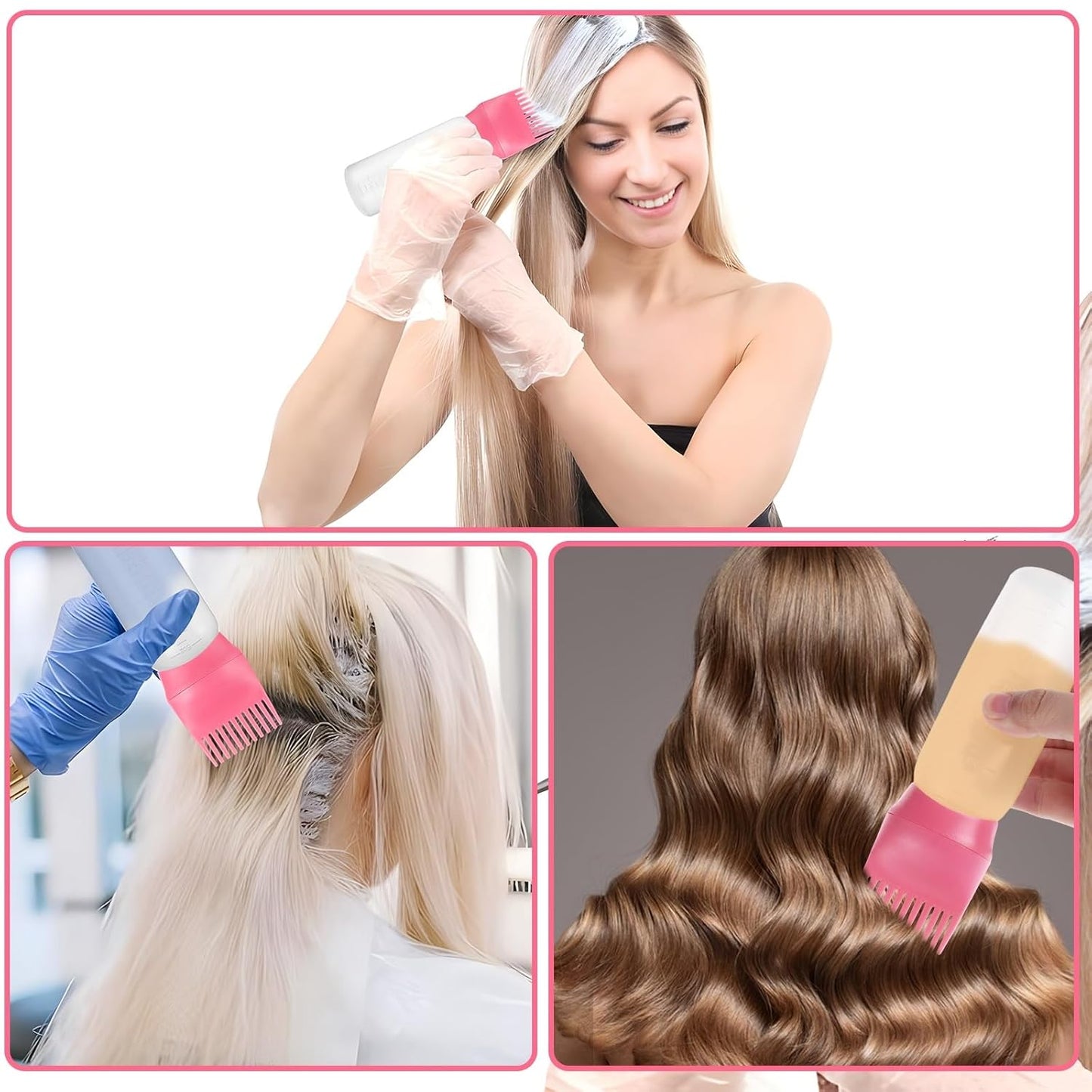 6 oz hair oil comb applicator bottle with graduated scale, liquid dispenser for professional hair dye, oiling, and scalp treatment application