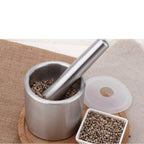 Havan Dasta Stainless Steel Mortar Pestle Set – Easy Spice Grinder with Anti‑Slip Rubber Base