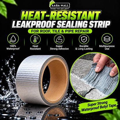 Heat-resistant waterproof butyl sealing tape roll for roof, tile, pipe, crack and leak repair