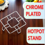 STOVE TOP GRILL HotPot Stand Chrome Plated Hot Pot Plant Pot Shelf - Square Shpae - AABA MALL