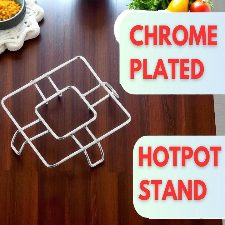 STOVE TOP GRILL HotPot Stand Chrome Plated Hot Pot Plant Pot Shelf - Square Shpae - AABA MALL