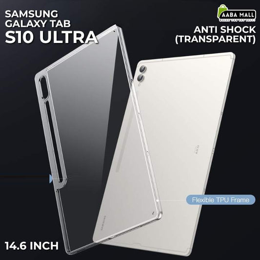 Samsung Galaxy Tab S10 Ultra 14.6-Inch Transparent Slim Anti-Shock Cover – Soft TPU Bumper, Supports S Pen Wireless Charging (Clear)