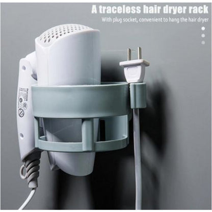 Hair Dryer Holder – Self-Adhesive Wall-Mounted Plastic Rack | Space-Saving Bathroom Organizer for Hair Dryer & Accessories