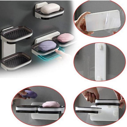 Soap Dish with Suction Cup – Wall Mounted Soap Holder for Shower, Bathroom, Bathtub & Kitchen Sink