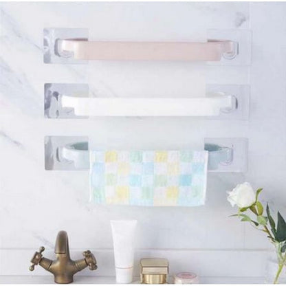 Self-Adhesive Towel Hanger Bar | Powerful Non-Trace Sticker Towel Holder | Drill-Free Plastic Towel Rail for Bathroom & Kitchen