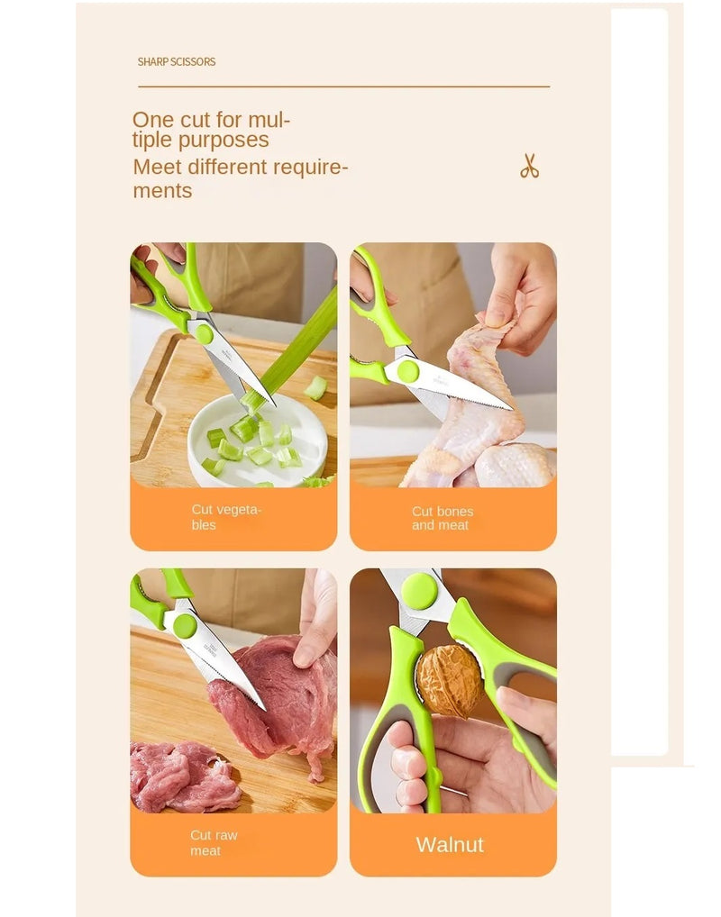 Kitchen Scissor With Cover Tailor Paper Cuttings orange handle office scissors household stainless steel multi-function scissor Use - AABA MALL