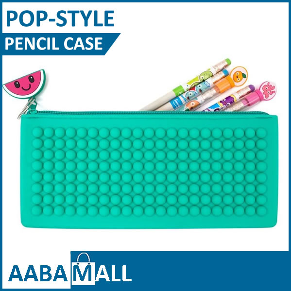 Kids silicone pencil pouch with pop-it style design for pencils pens and school stationery