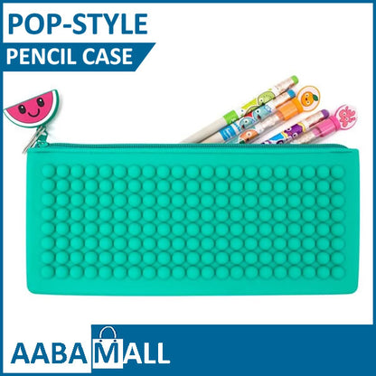 Kids silicone pencil pouch with pop-it style design for pencils pens and school stationery