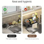 sink caddy, kitchen sink organizer, sink tidy rack, sponge holder, brush holder, kitchen storage, washing up caddy, kitchen accessories organizer, sinkware organizer