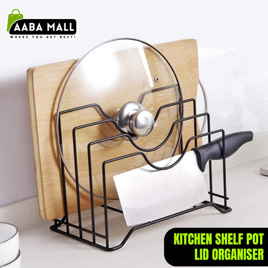 Pot Lid Holder & Kitchen Shelf Organizer | Space-Saving Pot & Lid Rack