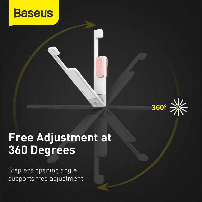 BASEUS Lets go Series Portable Mini Foldable Mobile Holder Desktop Stand for phone & Tablets - white pink