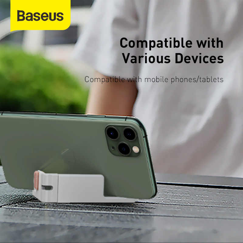 BASEUS Lets go Series Portable Mini Foldable Mobile Holder Desktop Stand for phone & Tablets - white pink