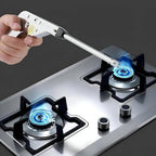 Stainless steel electronic gas lighter with long reach, gun shape igniter for kitchen stove, oven, and grill burners