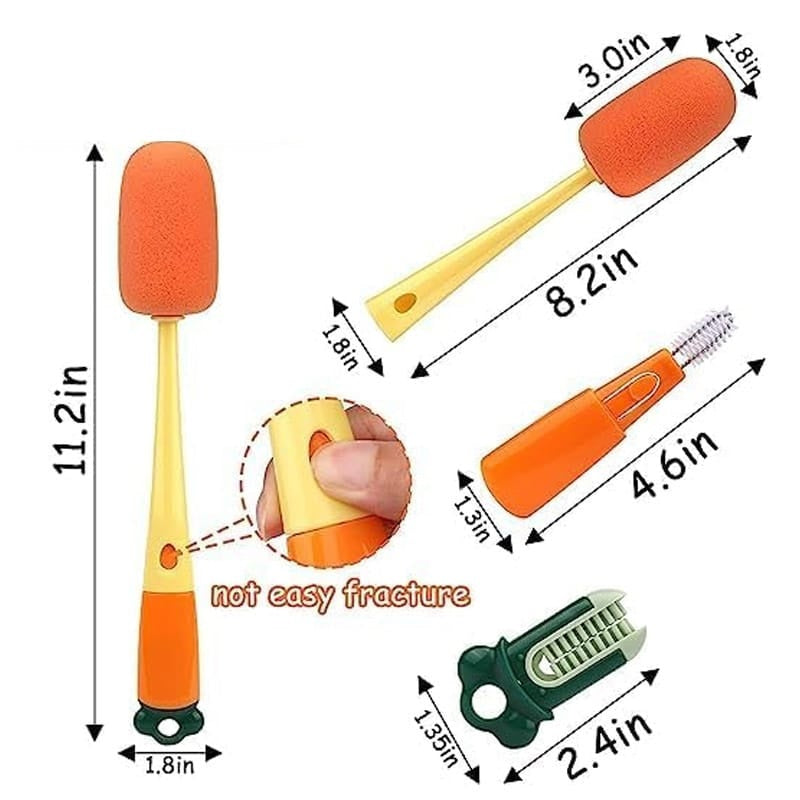 3 In 1 Long Handle Sponge Bottle Thermos Cup Cleaning Brush Hangable Bottle Glass Cleaning Brush - AABA MALL