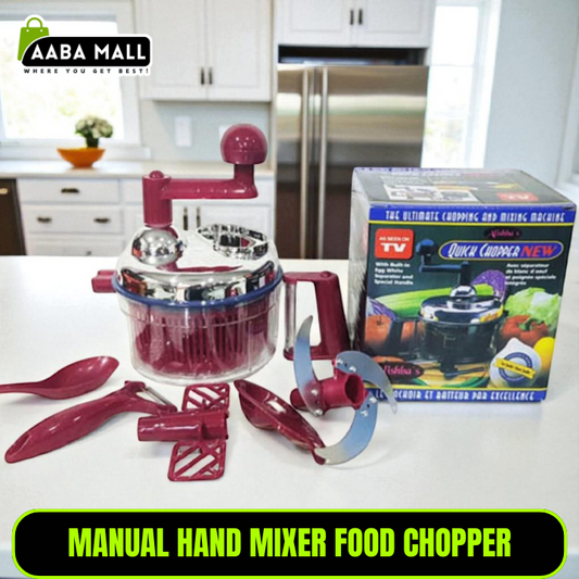 Hand Mixer Food Chopper | Manual Food Processor & Mixer Blender | Rotary Onion Chopper for Garlic, Salad, Salsa, Vegetables & Nuts