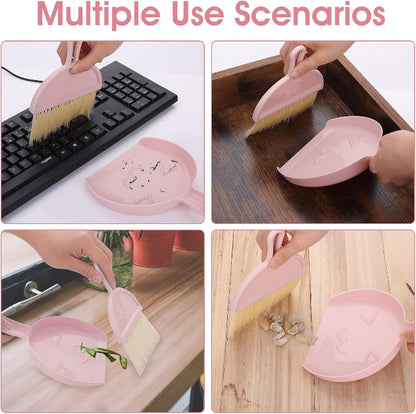 Mini dustpan with soft bristle brush and snap-lock design for compact storage