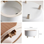 Mini round trash can waste basket with push button lid, compact rubbish bin for office desk, bedroom, and bathroom