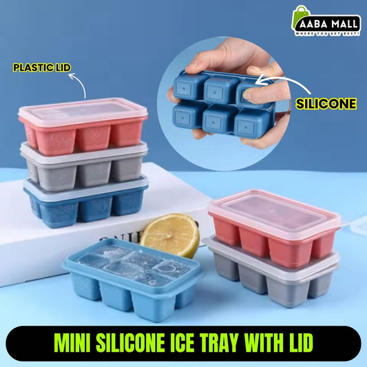 Mini Ice Cube Square Silicone Tray - Reusable & Flexible with Removable Lids