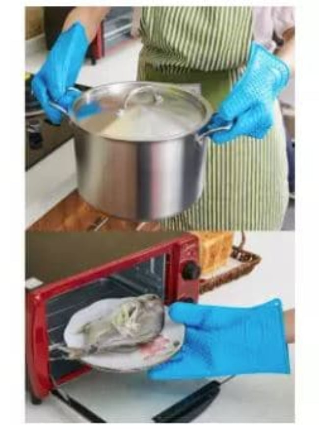 Durable silicone oven gloves, extreme heat resistant cooking mitts with non-slip grip for baking and barbecue
