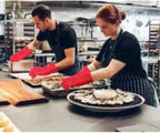 Durable silicone oven gloves, extreme heat resistant cooking mitts with non-slip grip for baking and barbecue