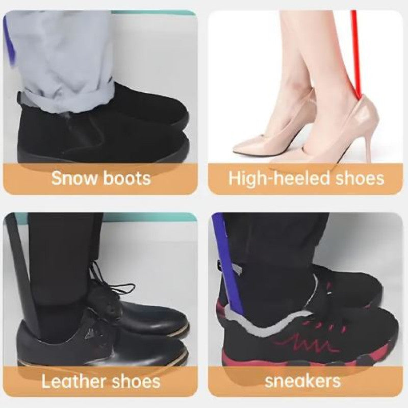 Durable plastic shoe horn with long handle design