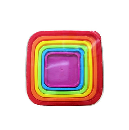 6 PCS Transparent Refrigerator Food Storage Container Rainbow