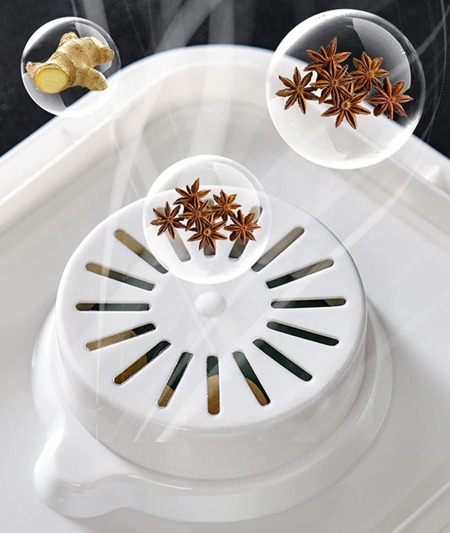 10KG transparent plastic rice grain dispenser shown dispensing white rice into the included measuring cup, illustrating the controlled pouring mechanism.