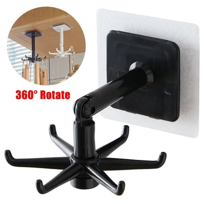 Wall-Mounted Hook Bar 360 Degree Rotating Hooks