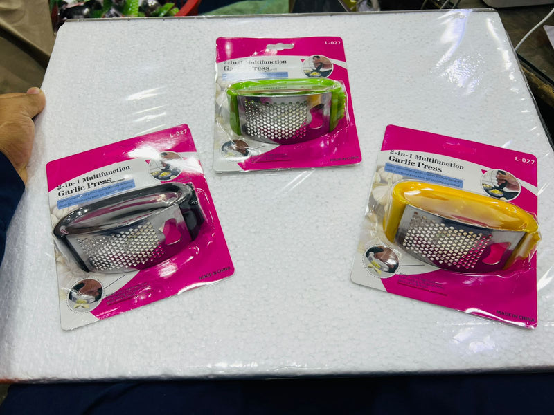 2in1 Stainless Steel Garlic Press Grinder, Garlic Crusher - AABA MALL