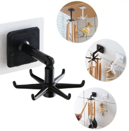Wall-Mounted Hook Bar 360 Degree Rotating Hooks