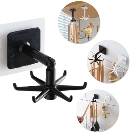 Wall-Mounted Hook Bar 360 Degree Rotating Hooks