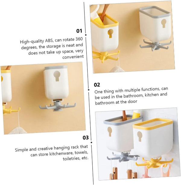 rotating hook, kitchen organizer, bathroom hooks, self adhesive wall rack, utensil hanger, 360 degree hook, storage holder, kitchen accessories, wall hook rack, space saving storage