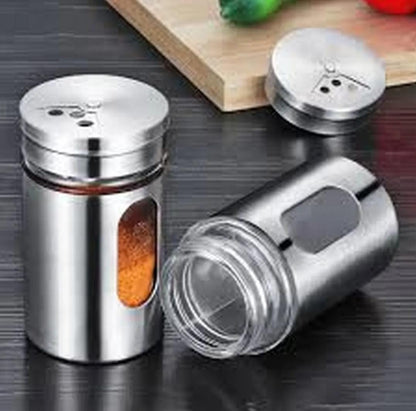 2 pcs Stainless Steel Rotatable Salt, Pepper Shaker - 100ML