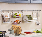 Adjustable pot lid holder and pan organizer rack, metal kitchen shelf storage for cabinet organization, space-saving vertical storage