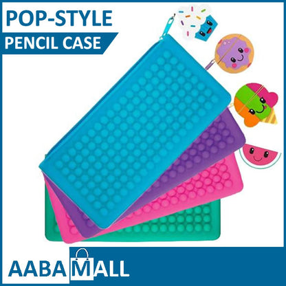 Silicone pencil box and pencil pouch with scented character zipper for kids school stationery