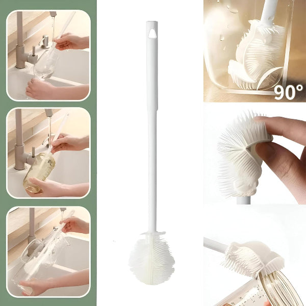 Ergonomic handle silicone cup brush for water bottles