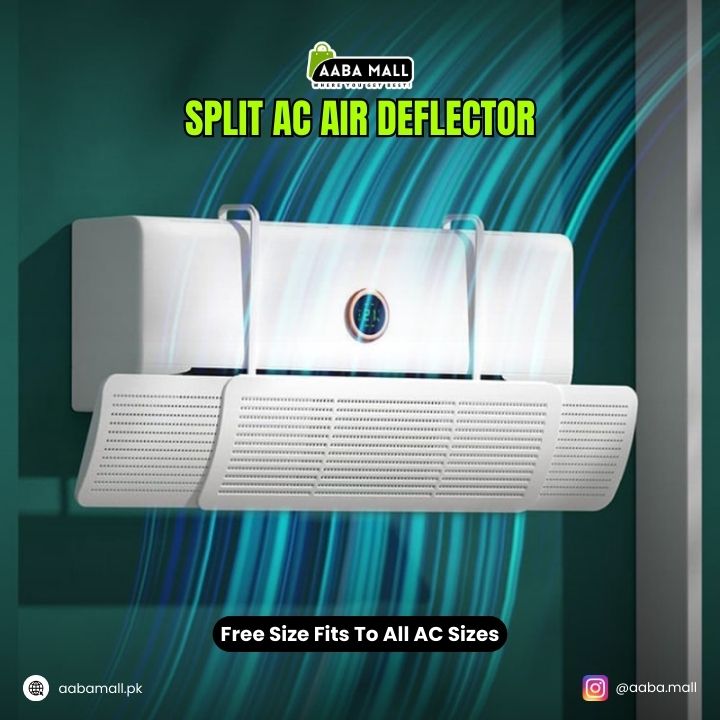 Adjustable Split AC Air Deflector designed to redirect cool air for enhanced comfort and energy efficiency. Universal free-size air conditioner wind shield fits most split AC units, helping prevent direct airflow. Buy online from AABAMALL.PK with Cash on Delivery (COD) available across Pakistan.