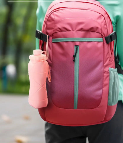 Collapsible folding silicone sports water bottle (600ml), portable BPA-free jug for travel, gym, and outdoor use