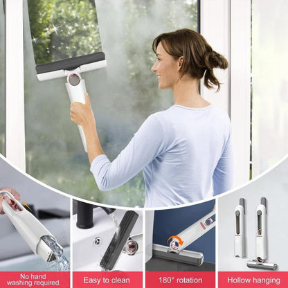 Mini portable self-squeeze mop with a white absorbent sponge head, shown using the folding mechanism to wring out water over a sink.