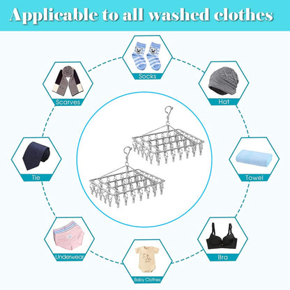 sock hanger, underwear dryer rack, stainless steel clips hanger, laundry drip airer, washing line accessories, clothes drying rack, balcony drying hanger, multipurpose clothes hanger