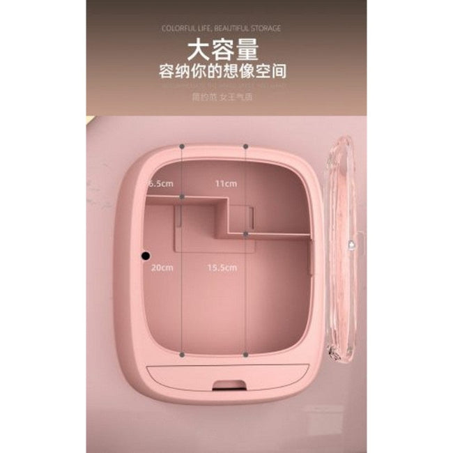 Wall-mounted cosmetic storage box with clear lid, hanging makeup organizer for bathroom and bedroom counter space saving