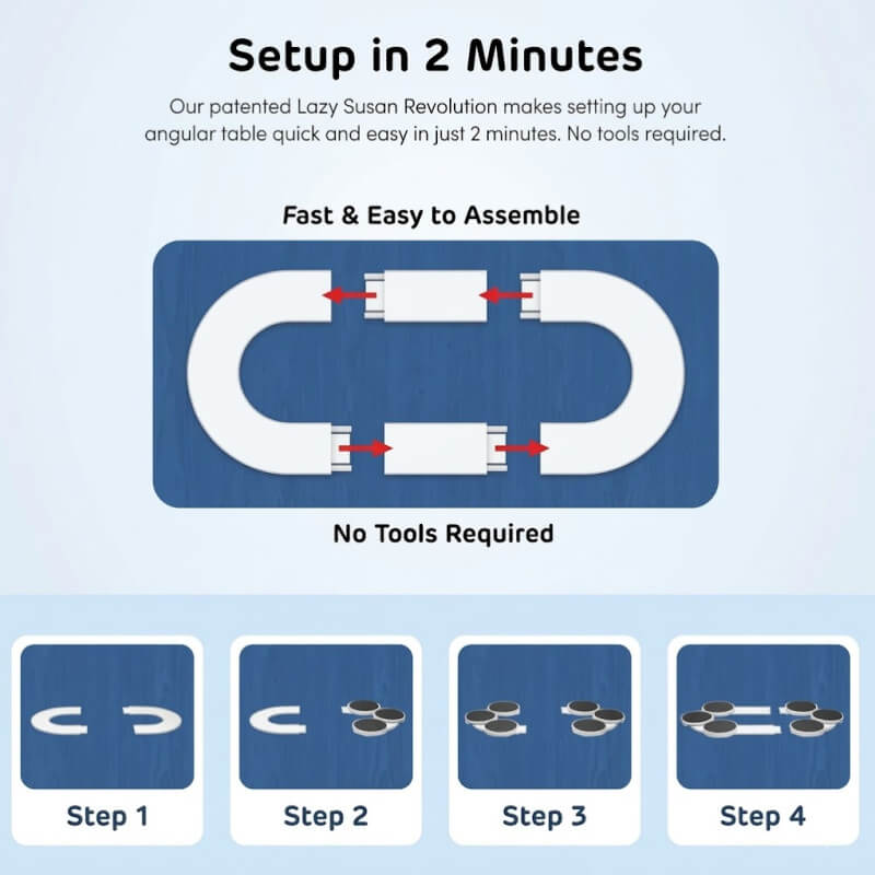 8 Pcs Portable Rotating Lazy Susan Tray | Expandable Track for Kitchen & Dining Table Easy Serving
