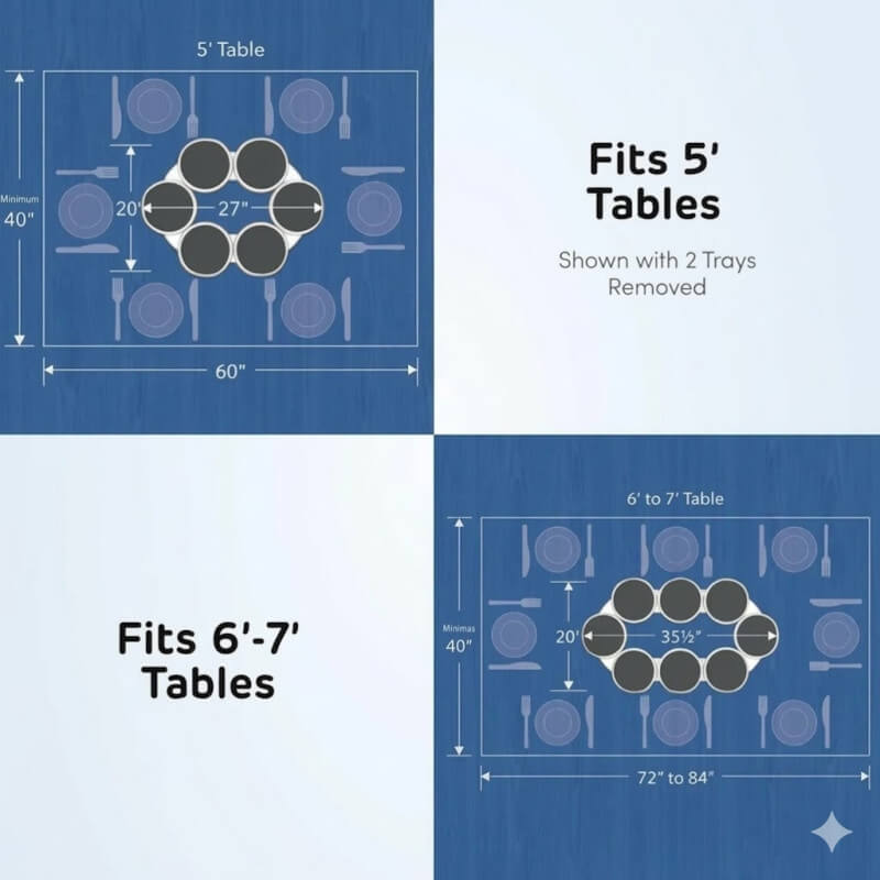 8 Pcs Portable Rotating Lazy Susan Tray | Expandable Track for Kitchen & Dining Table Easy Serving