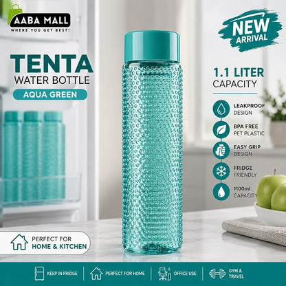 Aqua Green TENTA 1.1 Liter water bottle with bubble textured design for refrigerator and home use