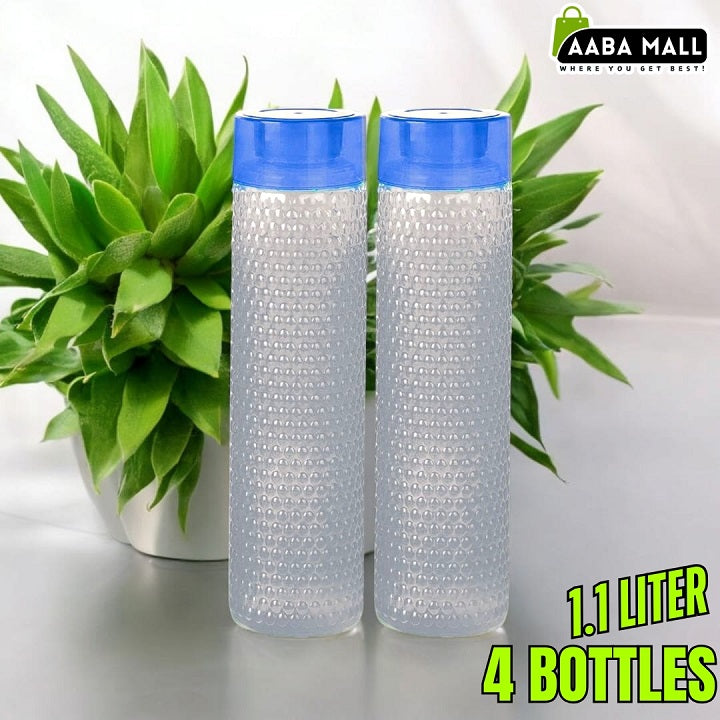 TENTA 1.1 Liter transparent textured water bottle with blue cap